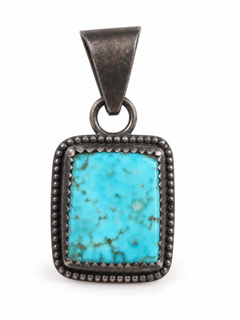 Vintage Sterling Silver Turquoise Pendant Southwestern Boho 6g